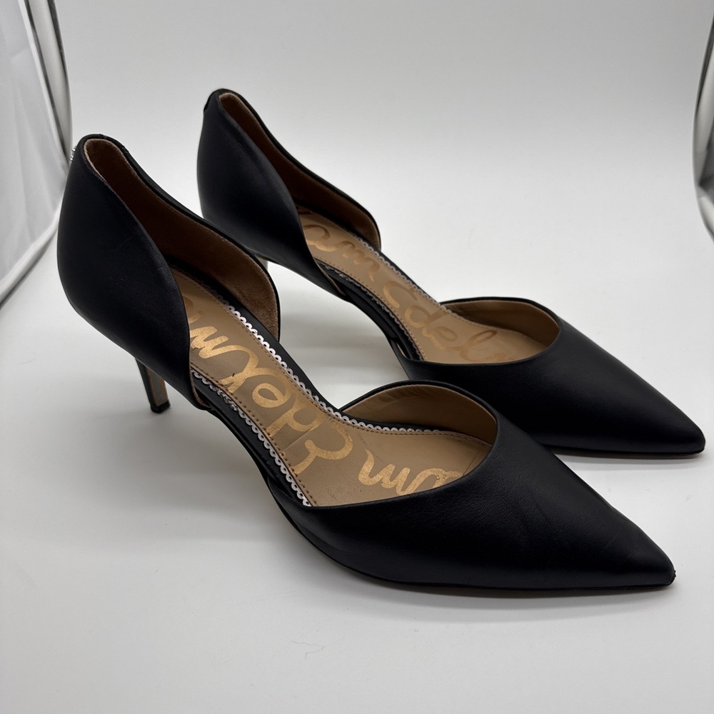 Sam Edelman Black Leather Stiletto Pointed Toe Pumps Heels Size Sexy 10 M - Picture 2 of 8